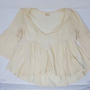 HOLLISTER- Cream Color Empire Waist Top- Women's- Size Small